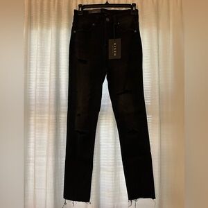 Risen High Rise Distressed Straight Leg Black Jeans - Size 3/26 - NWT